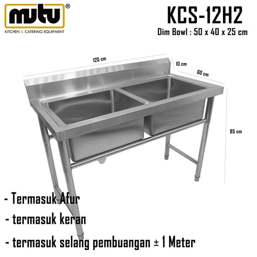 [EZO.5100294] Double sink | Tempat Cuci Piring Dapur 2 Lubang KCS-12H2