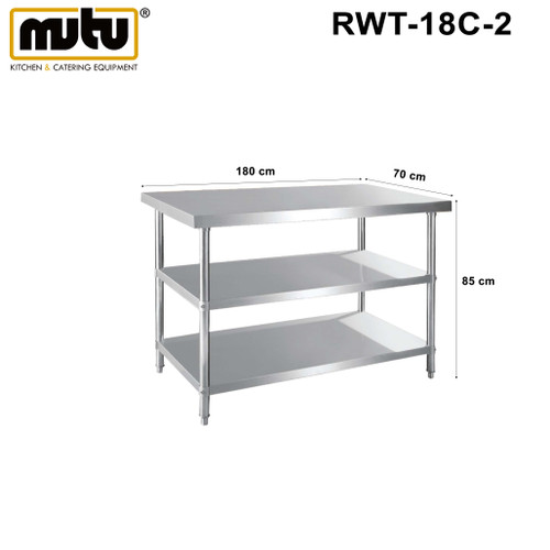 [EZO.5100295] Work Table Stainless Steel 3 Layer Plat MUTU - Meja Kerja Dapur Series RWT-18C-2 20C-2 15C-2 12C-2 10C-2 8C-2
