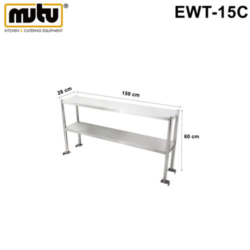 [EZO.5100345] rak tambahan meja dapur 150 cm stainless steel Mutu EWT-15