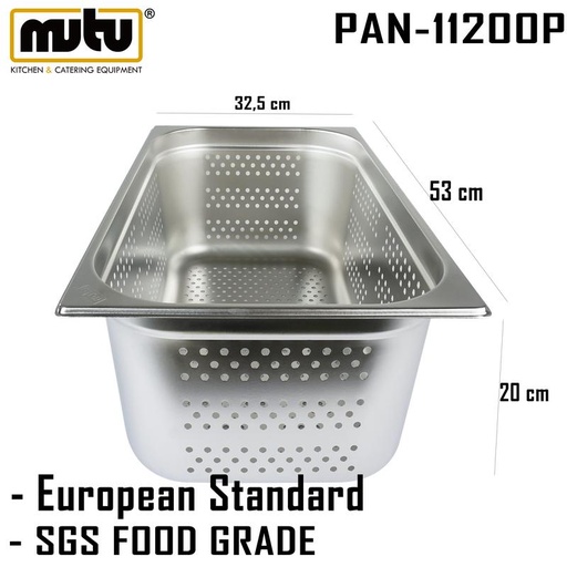 [EZO.5100348] perforated pan peniris 1/1 kedalaman 20 cm Mutu PAN-11200P