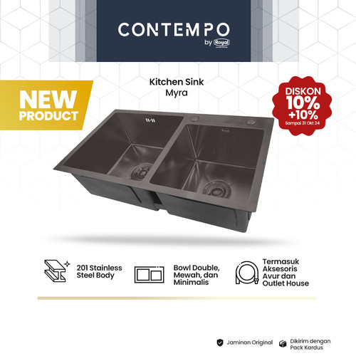 [EZO.4900012] Contempo Myra Royal Kitchen Sink | Bak Cuci Piring Stainless 75x40cm