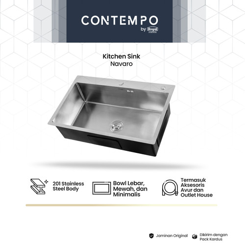 [EZO.4900013] Contempo Navaro Royal Kitchen Sink | Bak Cuci Piring Stainless Steel 80x50cm