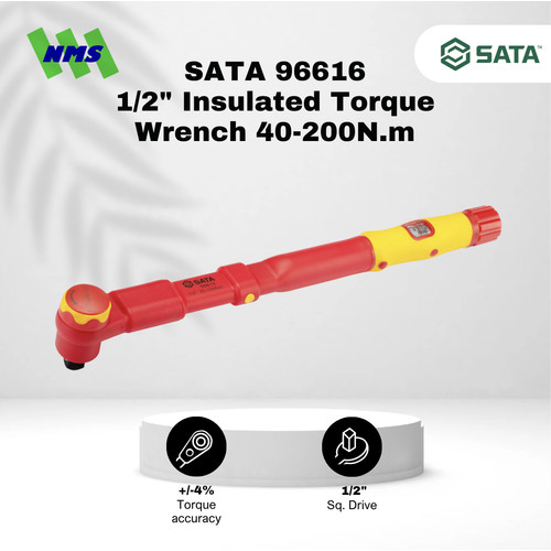[EZM.1040028] Kunci Torsi SATA 96616 VDE 1/2" Insulated Torque Wrench 40-200 Nm Tahan Listrik - Motor Mobil EV Electric Vehicle