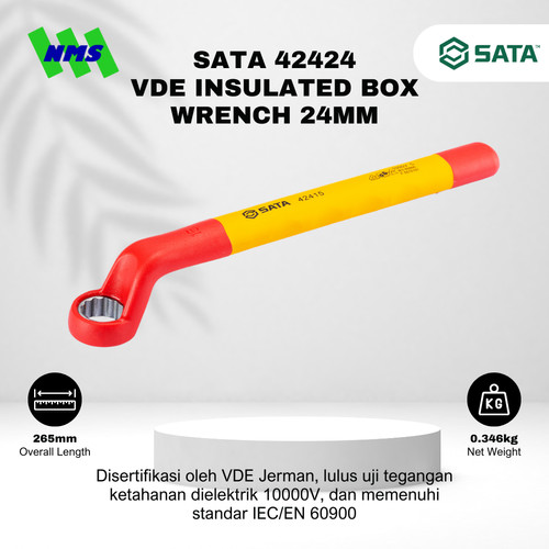 [EZM.1040062] Kunci Ring SATA 42424 VDE Insulated Box Wrench 24mm Tahan Listrik - Motor Mobil EV Electric Vehicle