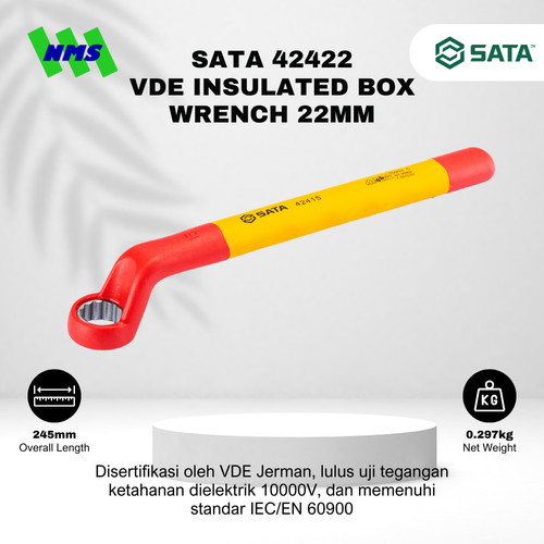 [EZM.1040063] Kunci Ring SATA 42422 VDE Insulated Box Wrench 22mm Tahan Listrik - Motor Mobil EV Electric Vehicle