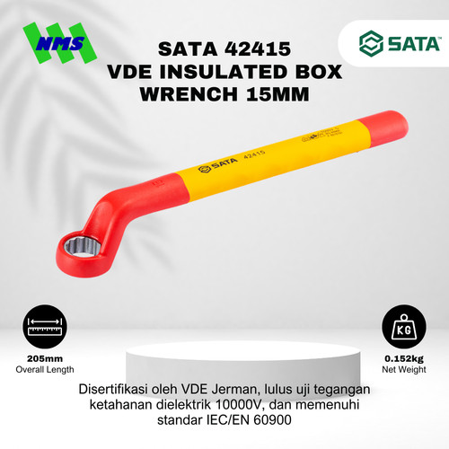 [EZM.1040069] Kunci Ring SATA 42415 VDE Insulated Box Wrench 15mm Tahan Listrik - Motor Mobil EV Electric Vehicle