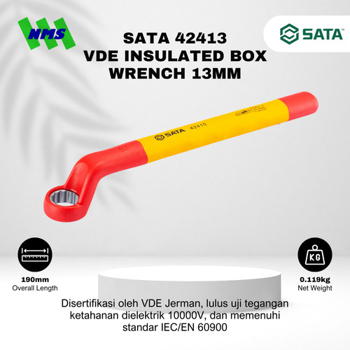 [EZM.1040071] Kunci Ring SATA 42413 VDE Insulated Box Wrench 13mm Tahan Listrik - Motor Mobil EV Electric Vehicle