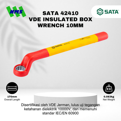 [EZM.1040073] Kunci Ring SATA 42410 VDE Insulated Box Wrench 10mm Tahan Listrik - Motor Mobil EV Electric Vehicle