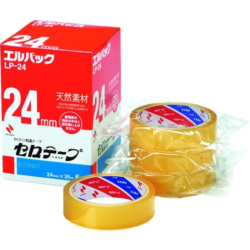 [EZM.1040097] Lakban Nichiban LP-24 Cellotape 24mm x 35m Large Roll L-Pack(6 rolls) Biomass Mark Certified Product Selotip Japan