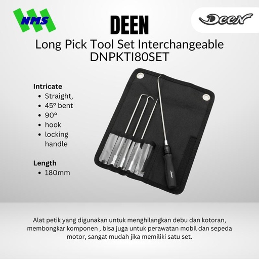 [EZM.1040116] Kunci DEEN DNPKTI80SET Long Pick Tool Set Interchangeable - Original Japan