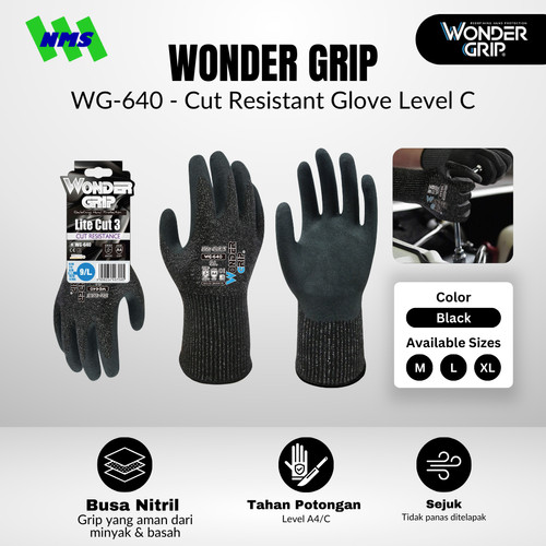 [EZM.1040133] Sarung Tangan Wonder Grip WG-640 Cut Resitant Glove Level C Tahan Gores