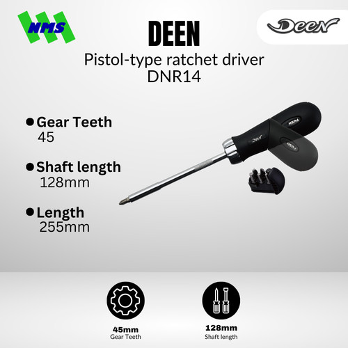 [EZM.1040152] Obeng Set DEEN DNR14 Gun type Tatchet Driver Gagang Putar - Original Japan