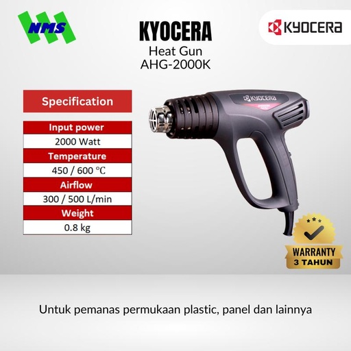 [EZM.1040164] Mesin Pemanas Listrik KYOCERA AHG-2000K Heat Gun Hot 600° C 2000W Panas AHG2000K Set Hot - Ryobi