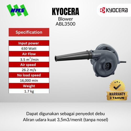[EZM.1040165] Hand Blower Listrik KYOCERA ABL3500 Airflow 3.5 m3 Speed 16000 rpm Keong Angin - Ryobi