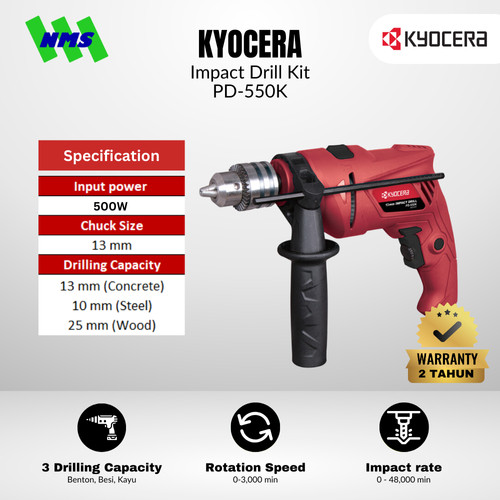 [EZM.1040171] Mesin Bor Listrik KYOCERA PD-550K 13mm 550W Impact Drill Kit PD550K - Ryobi