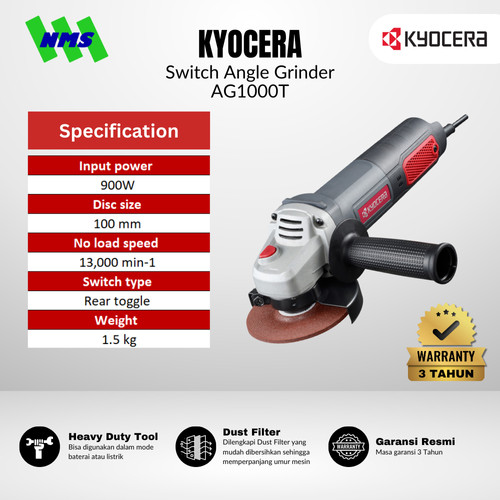 [EZM.1040178] Mesin Gerinda Listrik KYOCERA AG1000T 100mm Toggle Switch Angle Grinder 4 Inci 720W - Ryobi