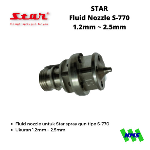 [EZM.1040186] Sparepart Star S-770 Fluid Nozzle 1.2mm 1.5mm 1.7mm 2.0mm 2.5mm Part Spray Gun
