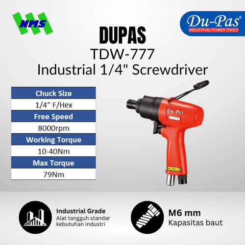 [EZM.1040234] Mesin Obeng Angin DUPAS TDW-777 Industrial Air Impact Hex 1/4" 10-40Nm 8000RPM