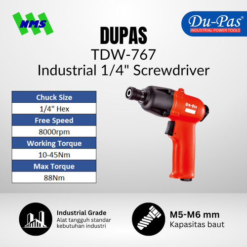 [EZM.1040236] Mesin Obeng Angin DUPAS TDW-767 Industrial Air Impact Hex 1/4" 10-45Nm 8000RPM