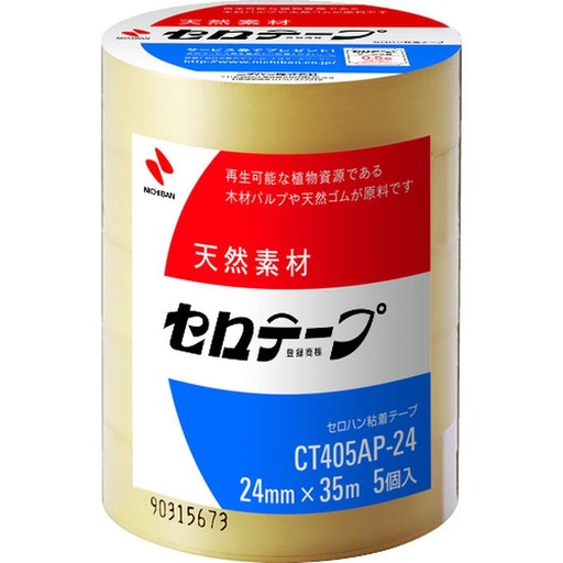 [EZM.1040264] Lakban Nichiban CT405AP-24 Cellophane Tape for Commercial Use 24mm x 35 meter (5 rolls) Ramah Lingkungan