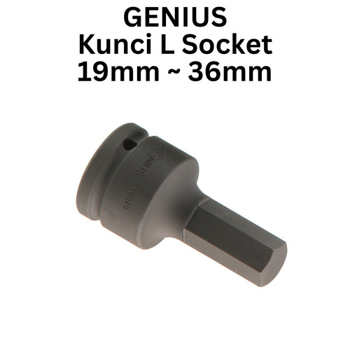 [EZM.1040265] Kunci L Socket Genius Square Drive 1″ Dr. Hex Head Driver 19mm - 36mm (Pilih di Varian)