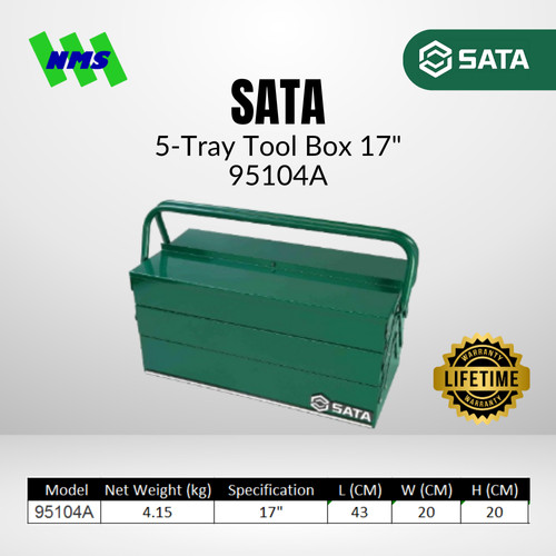 [EZM.1040579] Kotak Perkakas SATA 95104A 5 Tray Cantlever Tool Box 17" Inch Besi