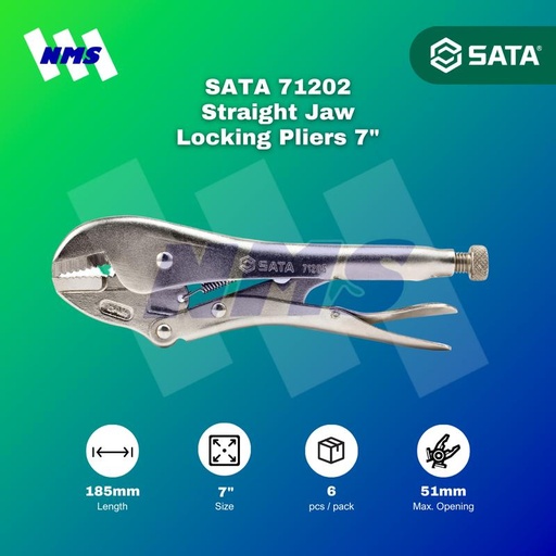 [EZM.1040597] Tang Jepit SATA 71202 7" Inch Straight Jaw Locking Pliers Bukaan 51mm