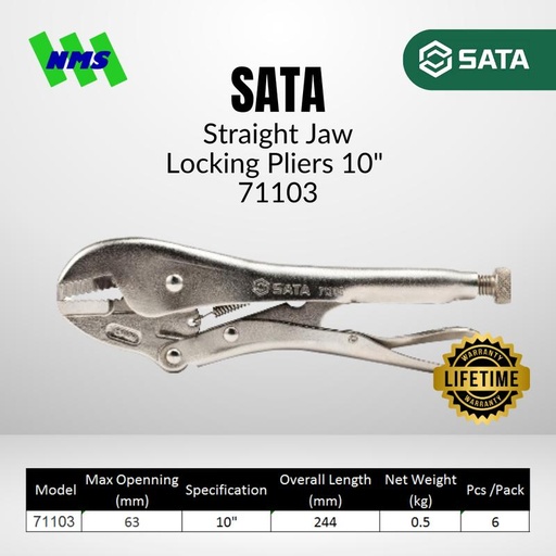 [EZM.1040598] Tang Jepit SATA 71103 10" Inch Curved Jaw Locking Pliers Bukaan 63mm