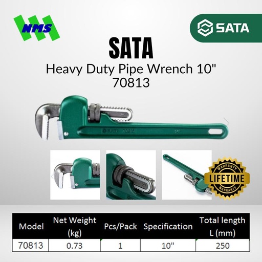 [EZM.1040606] Kunci Pipa SATA 70813 Heavy Duty Pipe Wrench 10" Inci L = 250mm