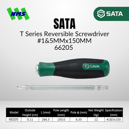[EZM.1040609] Obeng Bolak Balik SATA 66205 T-Series Dual Head Screwdriver 5mm #1 150