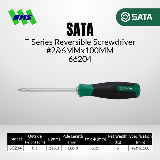 [EZM.1040610] Obeng Bolak Balik SATA 66204 T-Series Dual Head Screwdriver 6mm #2 100