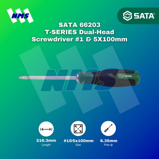 [EZM.1040611] Obeng Bolak Balik SATA 66203 T-Series Dual Head Screwdriver 5mm #1 100