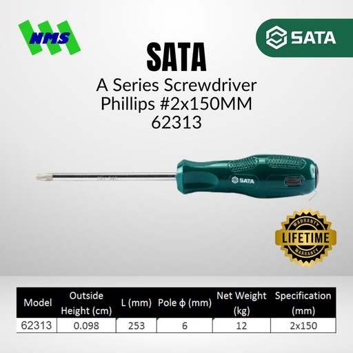 [EZM.1040619] Obeng Plus Magnet SATA 62313 A-Series Phillips Screwdriver #2 150mm