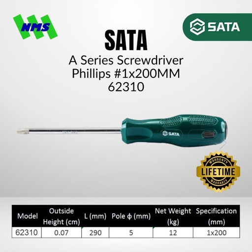 [EZM.1040621] Obeng Plus Magnet SATA 62310 A-Series Phillips Screwdriver #1 200mm