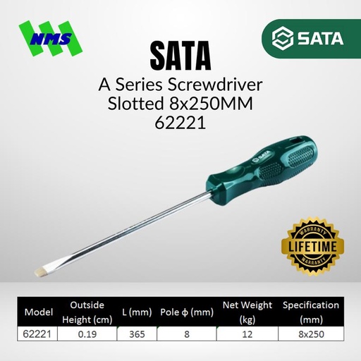 [EZM.1040626] Obeng Minus Magnet SATA 62221 A-Series Slotted Screwdriver 8mm x 250mm