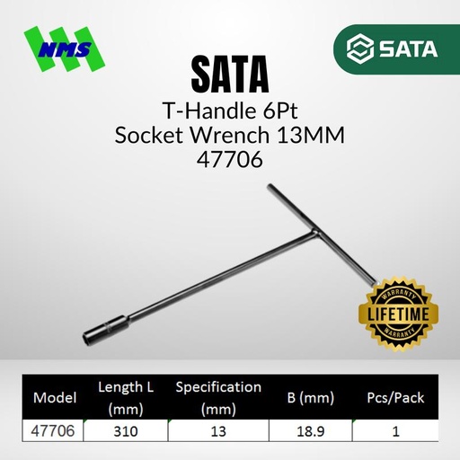 [EZM.1040645] Kunci T SATA 47706 T-Handle 6Pt Socket  Baut 13mm x 310mm ST47706SC