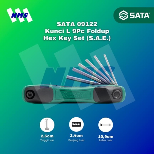 [EZM.1040662] Kunci L Lipat SATA 09122 9Pc Foldup Hex Key Set 1/4" ~ 32/5" (S.A.E)