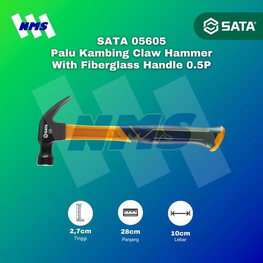 [EZM.1040672] Palu Kambing SATA 05605 Claw Hammer Fiberglass Handle 0.5P 11" 280mm