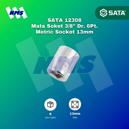 [EZM.1040675] Kunci Soket SATA 12308 3/8" Dr. 6Pt. Metric Socket 13mm