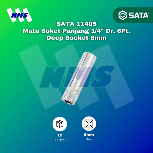 [EZM.1040686] Kunci Soket Panjang SATA 11405 1/4" Dr. 6Pt. Deep Socket 8mm