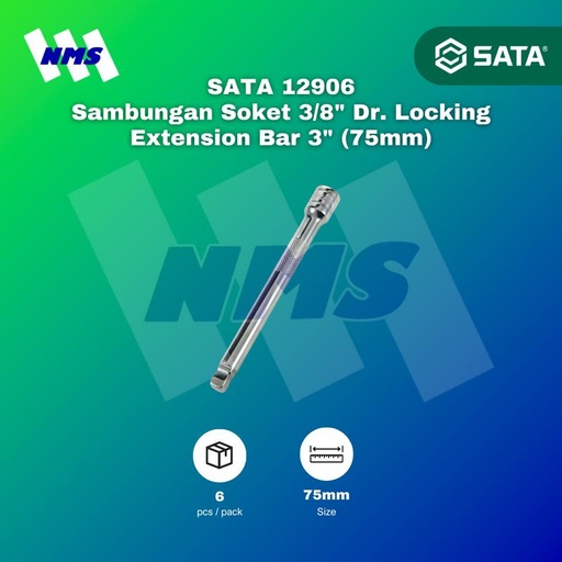 [EZM.1040694] Sambungan Soket SATA 12906 3/8" Dr. Locking Extension Bar 3" 75mm