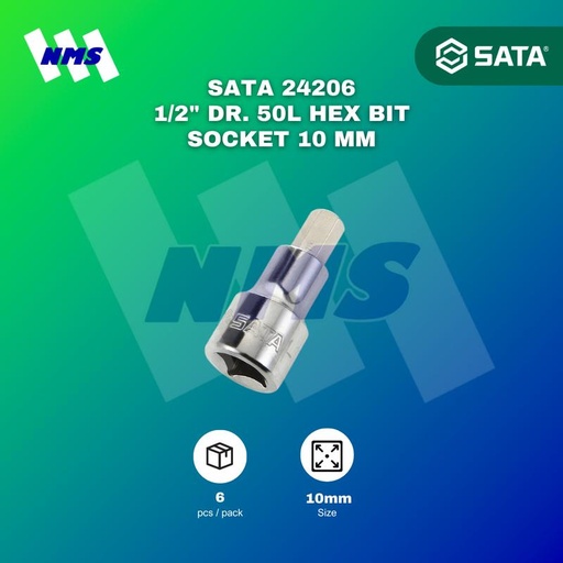 [EZM.1040706] Kunci L Soket SATA 24206 1/2" Dr. 50L Hex Bit Socket 10 mm