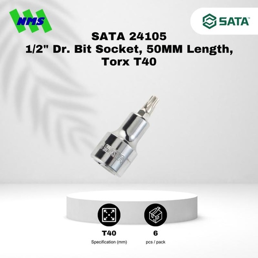 [EZM.1040724] Bit Sok Bintang SATA 24105 1/2" Dr. Bit Socket, 50mm , Torx T40