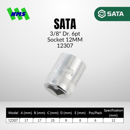 [EZM.1040732] Kunci Soket SATA 12307 3/8" Dr. 6Pt. Metric Socket 12mm