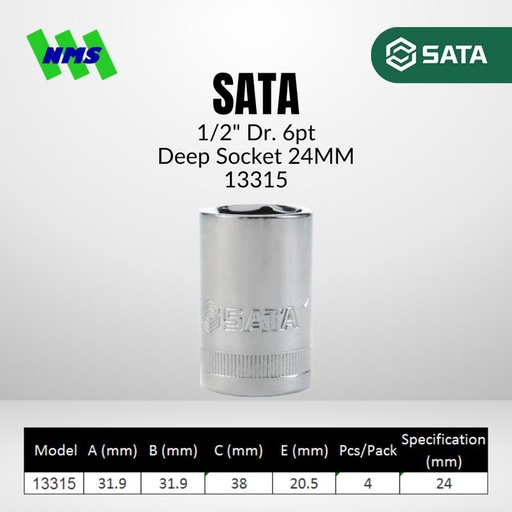 [EZM.1040736] Kunci Soket SATA 13315 1/2" Dr. 6Pt. Metric Socket 24 mm