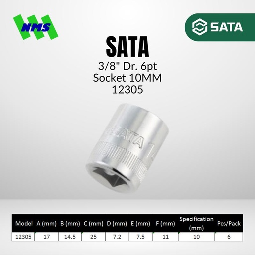 [EZM.1040737] Kunci Soket SATA 12305 3/8" Dr. 6Pt. Metric Socket 10mm