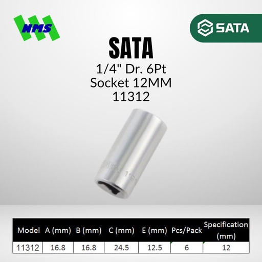 [EZM.1040743] Kunci Soket SATA 11312 1/4" Dr. 6Pt. Socket 12mm