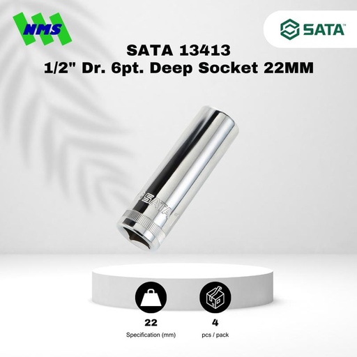 [EZM.1040746] Kunci Soket Panjang SATA 13413 1/2" Dr. 6Pt. Deep Socket 22 mm
