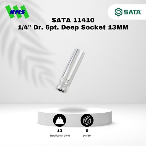 [EZM.1040751] Kunci Soket Panjang SATA 11410 1/4" Dr. 6Pt. Deep Socket 13mm