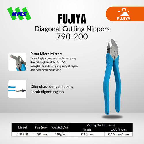 [EZM.1041509] Tang Potong FUJIYA 790-200 Diagonal Cutting Nippers Japan